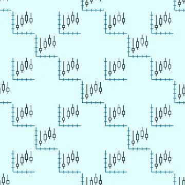 Candlestick Chart vector Market Data simple outline seamless pattern Illustrazione stock