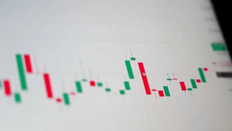 Candlestick chart on white background. Market trends, digital financial graph Stock Footage 320777526