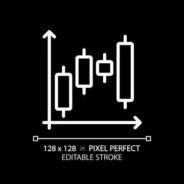 Candlestick chart white linear icon for dark theme Illustrazione stock