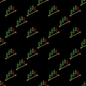 Candlestick charts formation vector linear seamless pattern Illustrazione stock