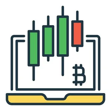 Candlestick charts on Laptop Screen vector colored icon or logo element Illustrazione stock