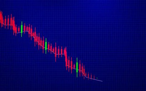 Candlestick charts of stocks are falling due to panic conditions, whether i.. Illustrazione stock