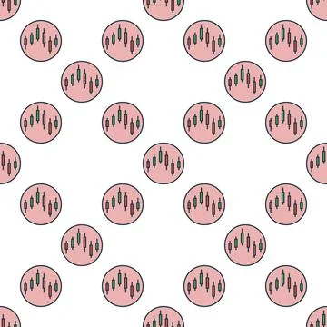 Candlestick Circle - cryptocurrency graph vector colored round seamless patte Stock Illustration