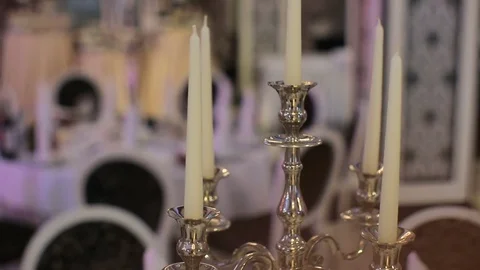 Candlestick decorations for wedding ceremony Stock Footage 76613355