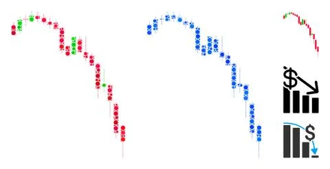 Candlestick Falling Acceleration Chart Mosaic Icon of Circle Dots 스톡 일러스트