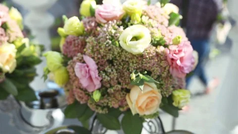 Candlestick with Flower Composition. Beautiful Wedding Decoration Background 스톡 동영상 70987416