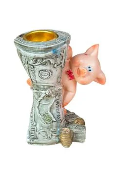 Candlestick in the form of twisted dollars Stock Photos