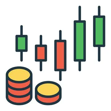 Candlestick Formation and Coins vector Technical Analysis colored icon or sig 스톡 일러스트