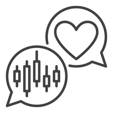 Candlestick Graph and Heart in Speech Bubbles vector Expressing Dedication .. Stock Illustration