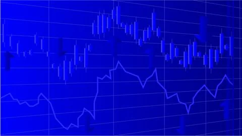 Candlestick graph chart show fluctuation stock market investment trading. 스톡 일러스트