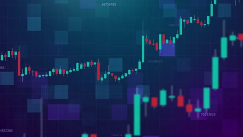 Candlestick graph chart of stock market trading, Bullish point, investment Stock Footage 170554652