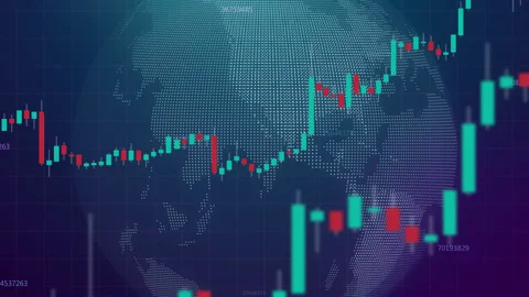 Candlestick graph chart of stock market trading, Bullish point, investment Vidéo 170560588