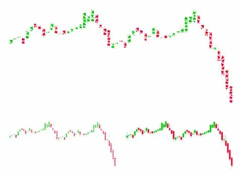 Candlestick graph falling acceleration Composition Icon of Uneven Pieces Stock Illustration