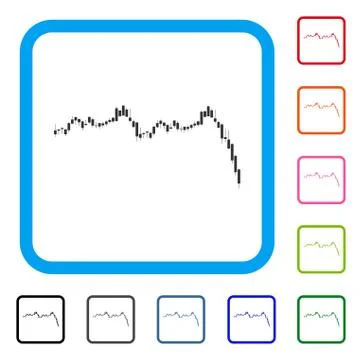 Candlestick Graph Falling Acceleration Framed Icon Illustrazione stock
