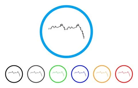 Candlestick Graph Falling Acceleration Rounded Icon Stock Illustration