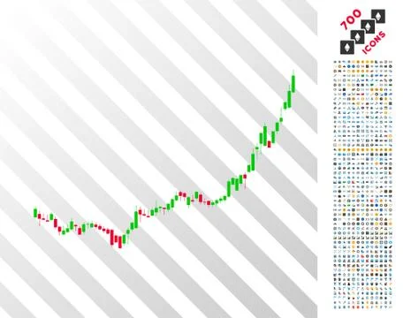 Candlestick Graph Growth Acceleration Flat Icon with Bonus Illustrazione stock