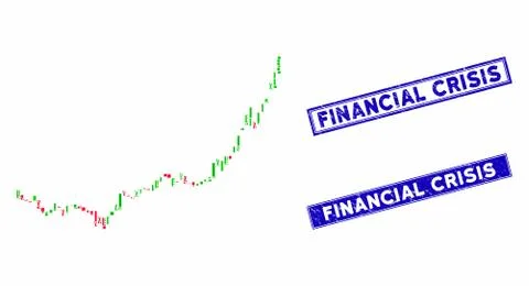 Candlestick Graph Growth Acceleration Mosaic and Scratched Rectangle Seals Stock Illustration