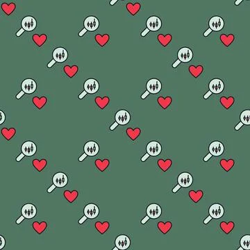 Candlestick Graph inside Magnifier glass and Red Heart vector Love for Inve.. Stock Illustration