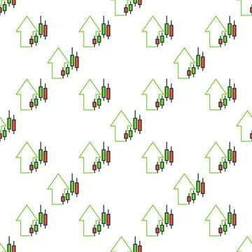 Candlestick Graphic and Arrow vector Candlestick Chart colored seamless patte 스톡 일러스트