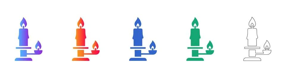 Candlestick Holder Gradient Icon Set 스톡 일러스트