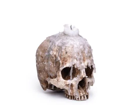 Candlestick from human skull Stock Photos