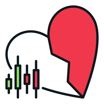 Candlestick Pattern and Broken Heart vector I Hate Trading colored icon or .. Illustrazione stock