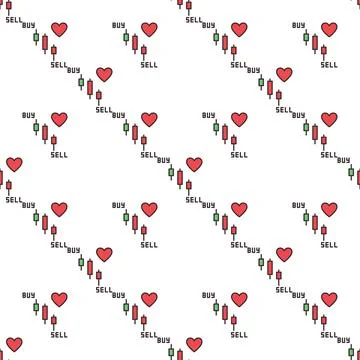 Candlestick Pattern Chart and Heart vector Buy and Sell Trading colored sea.. Stock Illustration