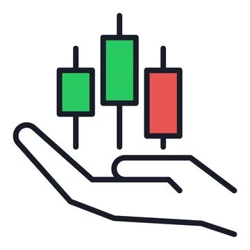 Candlestick Pattern Chart on Hand vector colored icon or design element Stock Illustration
