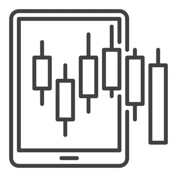 Candlestick pattern chart on Smartphone Screen vector outline icon or symbol Stock Illustration