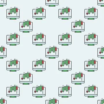 Candlestick Pattern on Computer Screen vector online trading colored seamle.. Illustrazione stock