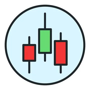Candlestick pattern inside circle vector selling financial derivatives colo.. Stock Illustration