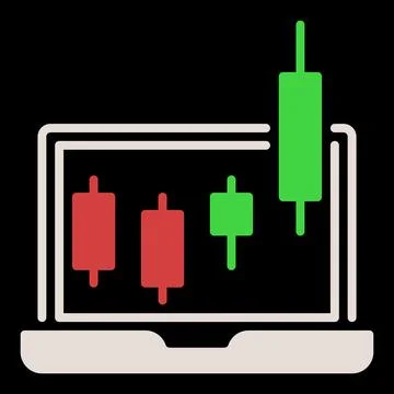 Candlestick Pattern on Laptop Screen vector Margin Trading colored icon or si Stock Illustration