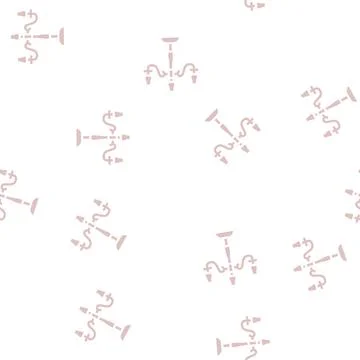 Candlestick retro glyph vector seamless pattern black Stock Illustration