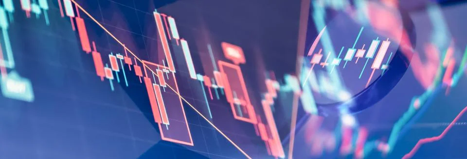 Candlestick Stock Chart with Technical Indicators Stock Illustration