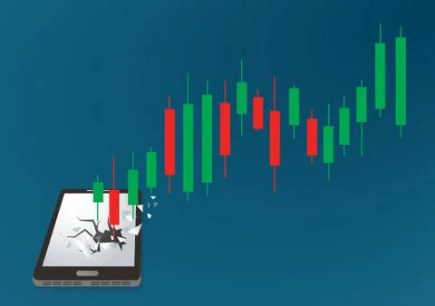 Candlestick stock exchange breakthrough smartphone vector Stock Illustration