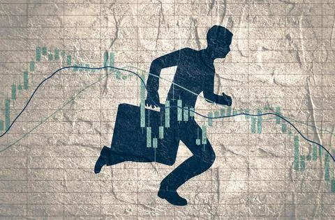 Candlestick stock exchange graph and businessman Stock Illustration