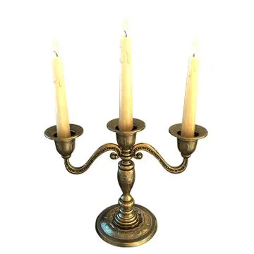 Candlestick with three candles isolated on white. 3d Illustration Stock Illustration