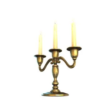 Candlestick with three candles isolated on white. 3d Illustration Stock Illustration