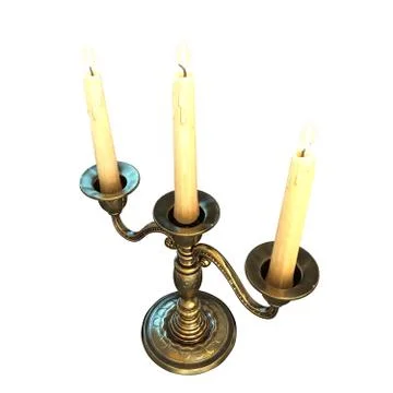 Candlestick with three candles isolated on white. 3d Illustration Stock Illustration