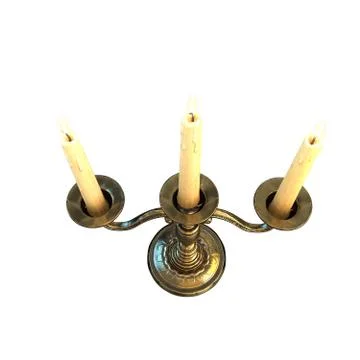 Candlestick with three candles isolated on white. 3d Illustration Stock Illustration