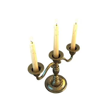 Candlestick with three candles isolated on white. 3d Illustration Stock Illustration