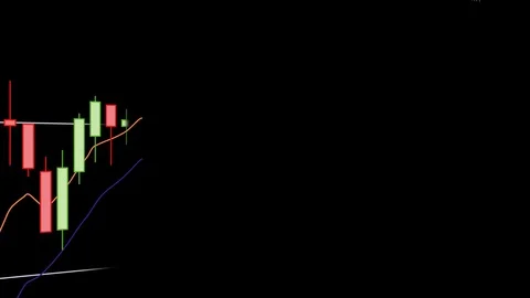Candlestick Trading Chart Close-up on Black Background Stock-Footage 92286143