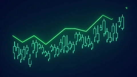 Candlestick trading graph with profitable growth in index of stock investor Stock Footage 241833142