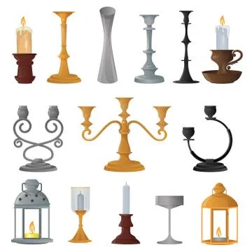 Candlestick vector candle lantern vintage candlelight lantern decoration and old Stock Illustration