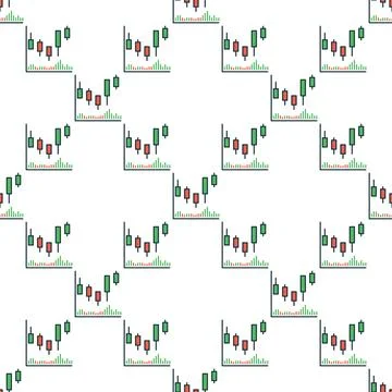 Candlestick vector Technical Analysis colored seamless pattern Stock Illustration