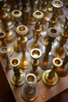 Candlesticks bold, antique, silver, display, sale, old, Stock Photos