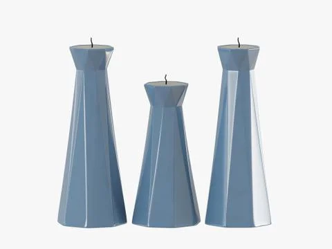 Candlesticks with candles 3d rendering on a white background Stock Illustration