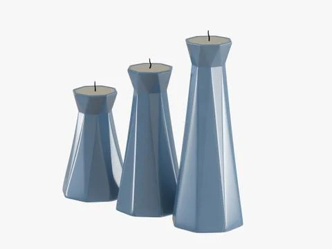 Candlesticks with candles 3d rendering on a white background Stock Illustration
