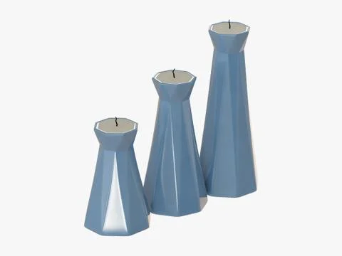 Candlesticks with candles 3d rendering on a white background Stock Illustration