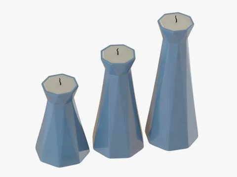 Candlesticks with candles 3d rendering on a white background Stock Illustration
